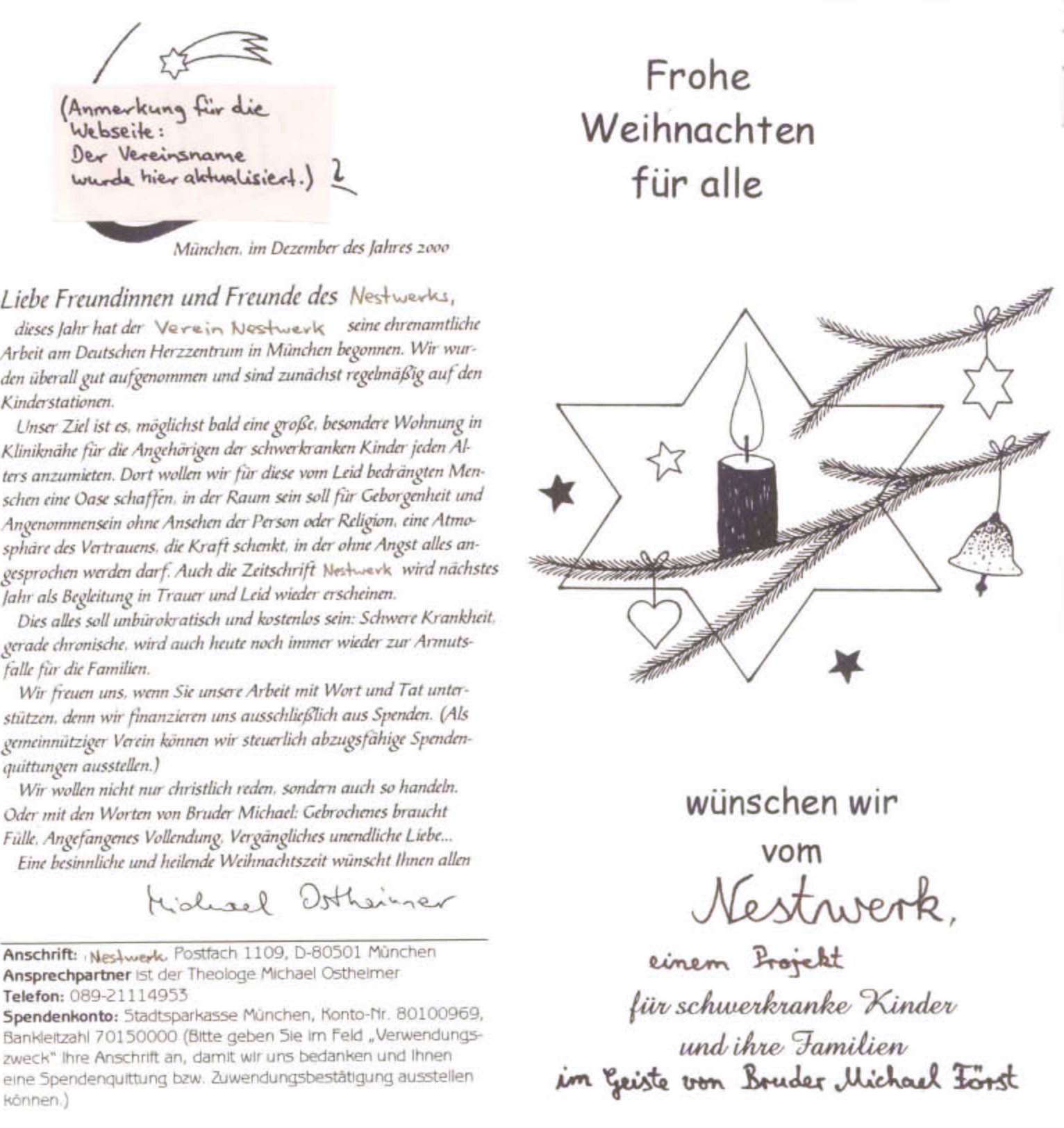 Rundbrief Weihnachten 2000