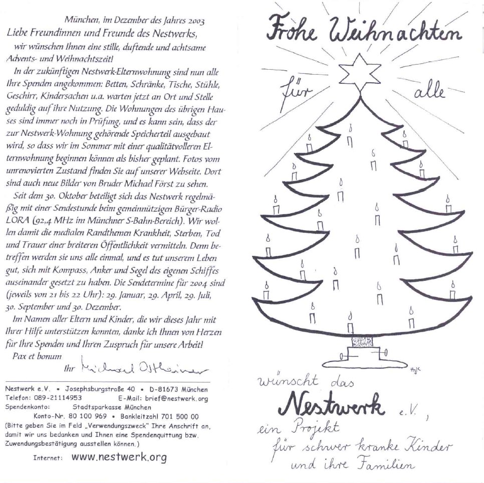 Rundbrief Weihnachten 2003