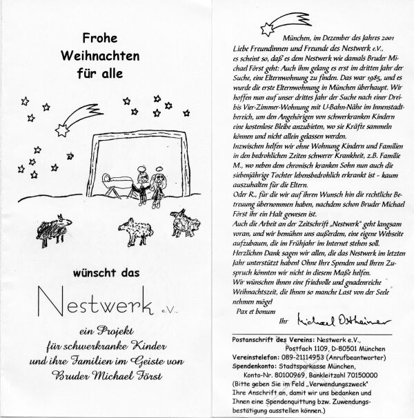 Rundbrief Weihnachten 2001